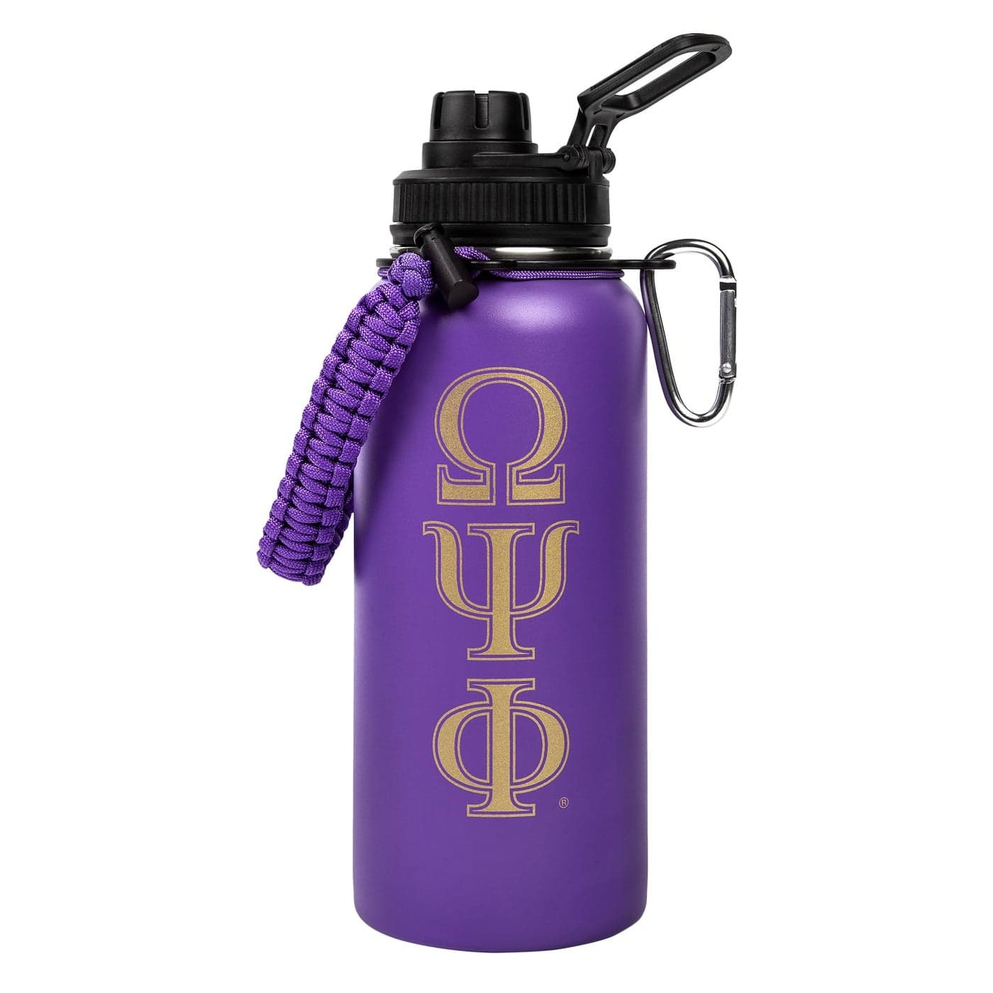 BBGreek Omega Psi Phi Fraternity Paraphernalia Official Vendor 32oz Rugged Tumbler with Paracord Carabiner Greek Letters