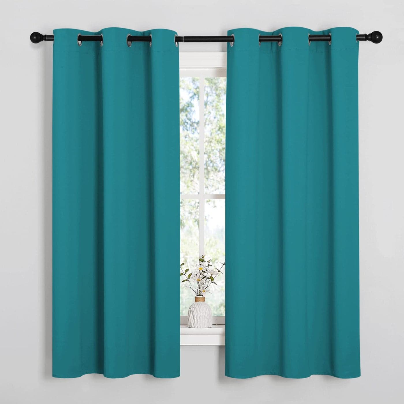 NICETOWN Room Darkening Curtains 63 inch Length 2 Panels Thermal Insulated Grommet Blackout Curtains for Modern Casual Elegant Bedroom Kids Room Theme Decoration Peacock Teal 2 Pieces W42
