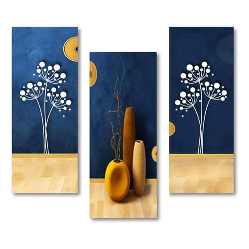 Masstone Floral Wall Painting | Flower Vases Framed Art Painting | Wall Decor Set of 3 (15 x 18 Inch) | Wall Paintings for Living Room