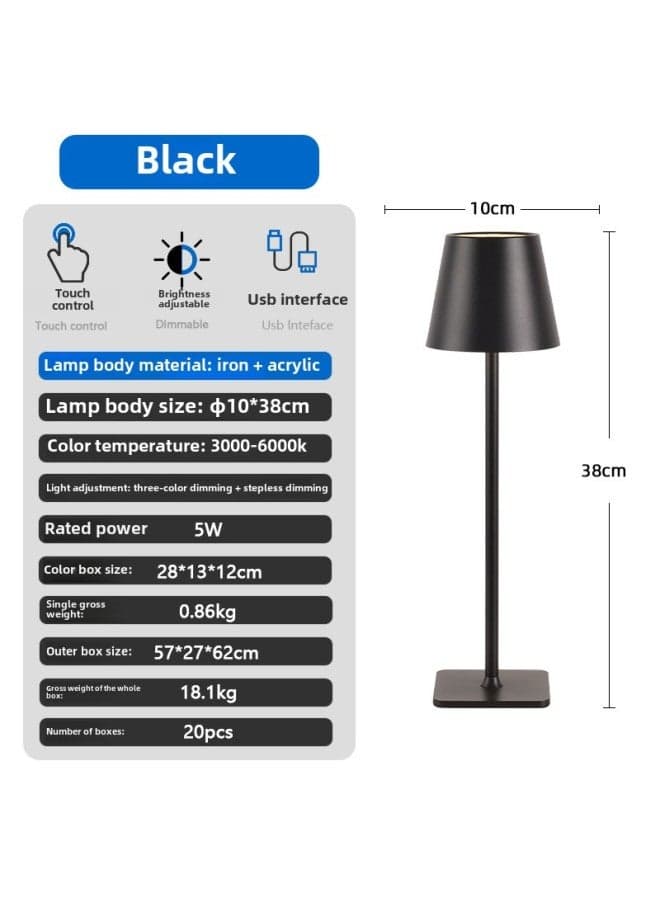 Hot Sale High Leg LED Table Lamp Hotel Bar Restaurant Decoration Creative Table Lamp Wireless USB Charging Night Light-Light Source Power:5W-Light Color:Black Deluxe Edition (5200mAh)