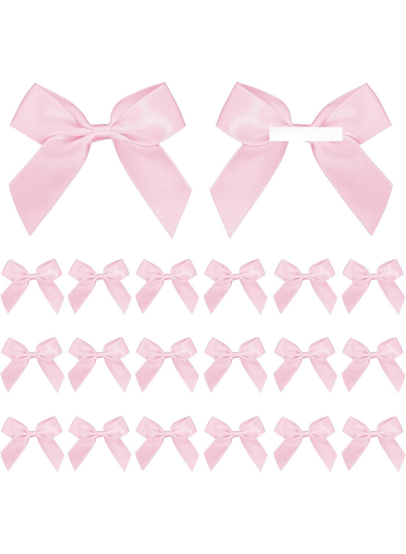 50PCS Baby Pink Satin Ribbon Bows with Self-Adhesive Tape, Small Pink Bow Decor 3" Premade Satin Bows,For Crafts Gift Wrapping Baby Shower Birthday & Wedding Decorations