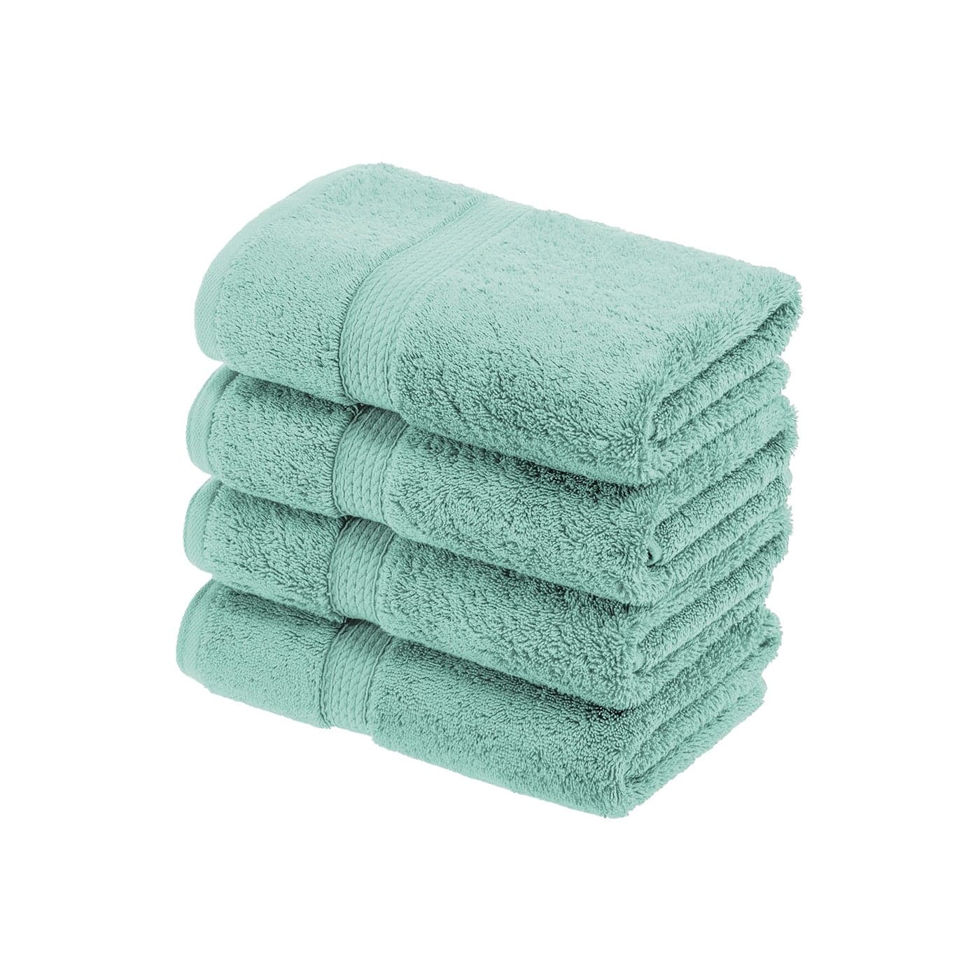 Superior Egyptian Cotton Pile Hand Towel Set of 4 Ultra Soft Luxury Towels Thick Plush Essentials Absorbent Heavyweight Guest Bath Hotel Spa Home Bathroom Shower Basics Sea Foam