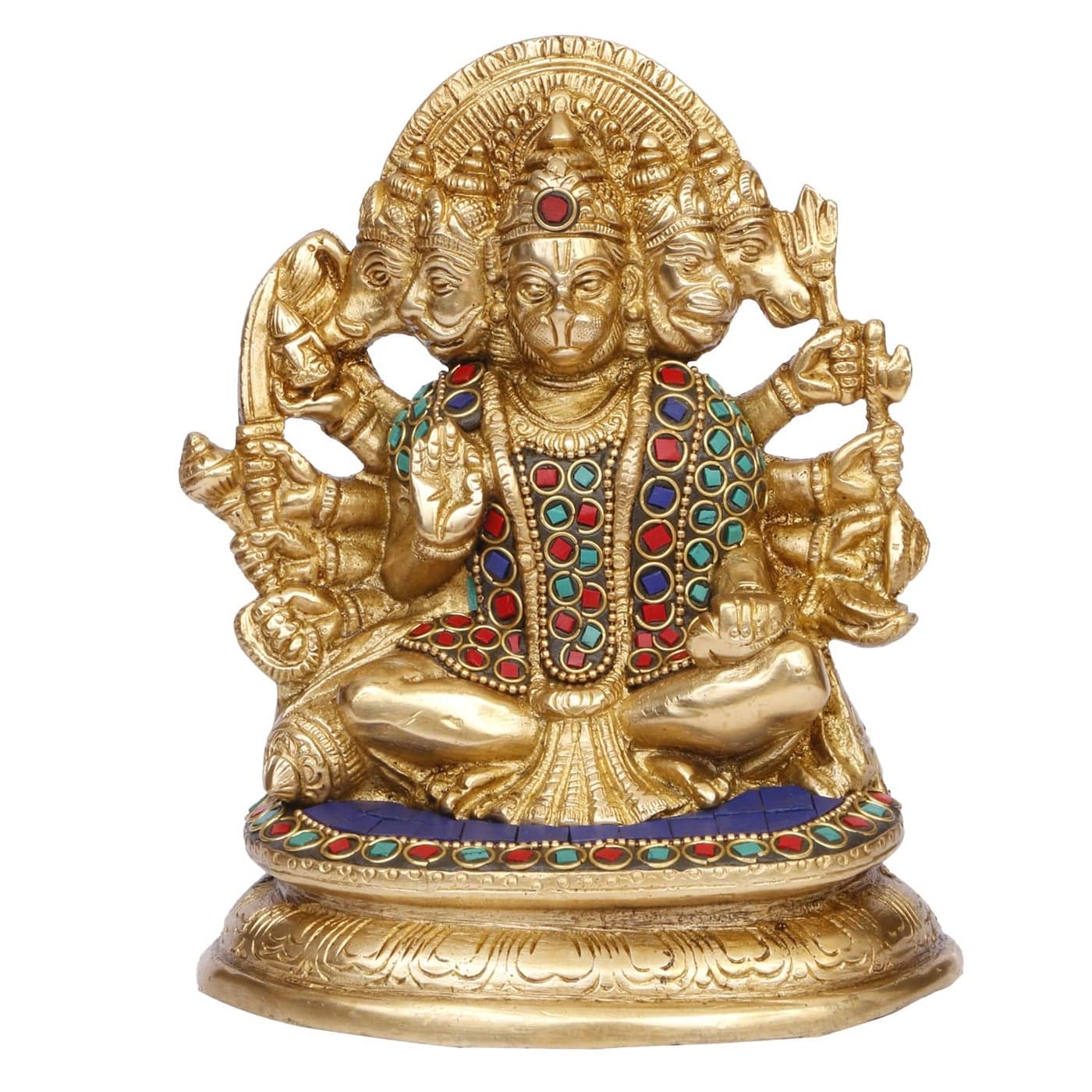 Kartique Brass Panchmukhi Hanuman Multicolor Height 7 Inch