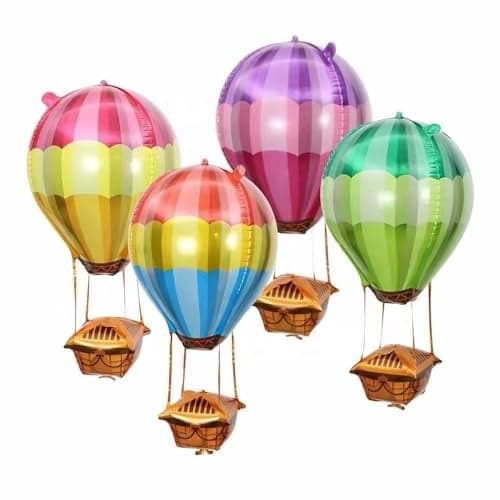 Atpata Funky 4pcs 35-inch Multicolor Hot Air Balloon Shape Foil Balloons for Turkey Istanbul Theme, Carnival, Kids & Adults Birthday Party, Baby Shower Decorations