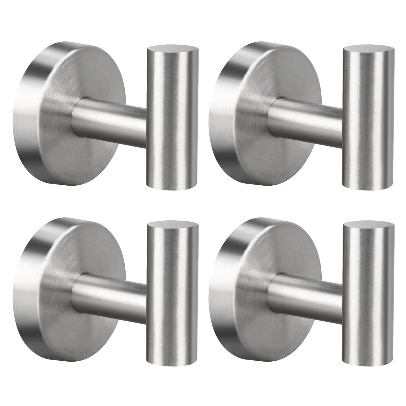 Mdvora 4 Pack Brushed Nickel Towel Hooks SUS304 Stainless Steel Bathroom Hooks for Bedroom Kitchen Hotel Office