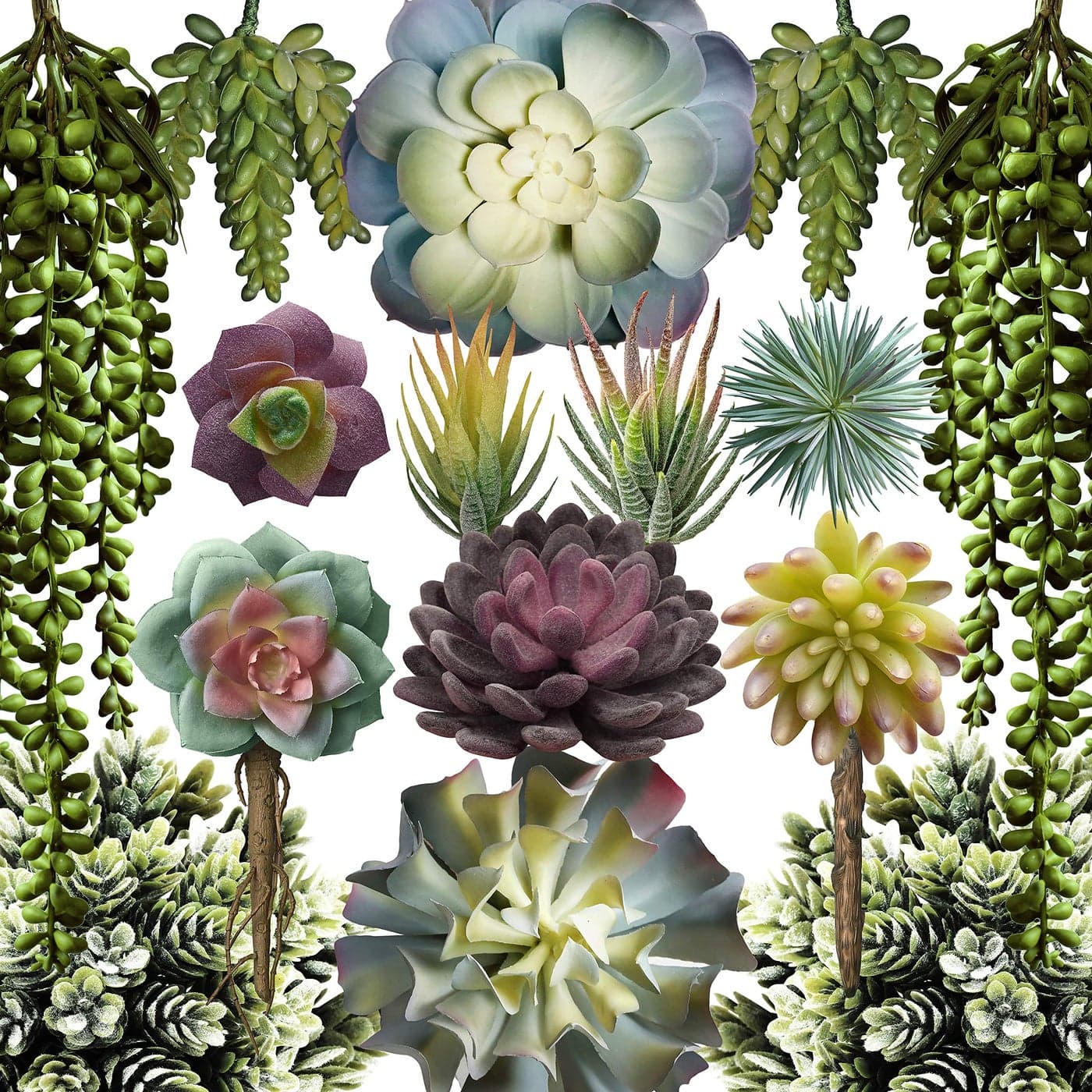 caqpo Artificial Succulents 15 Pack Premium Unpotted Artificial and Realistic Textured Fake Succulent Plants for DIY Faux Cactus Plant Bulk Feaux Succulent Plants