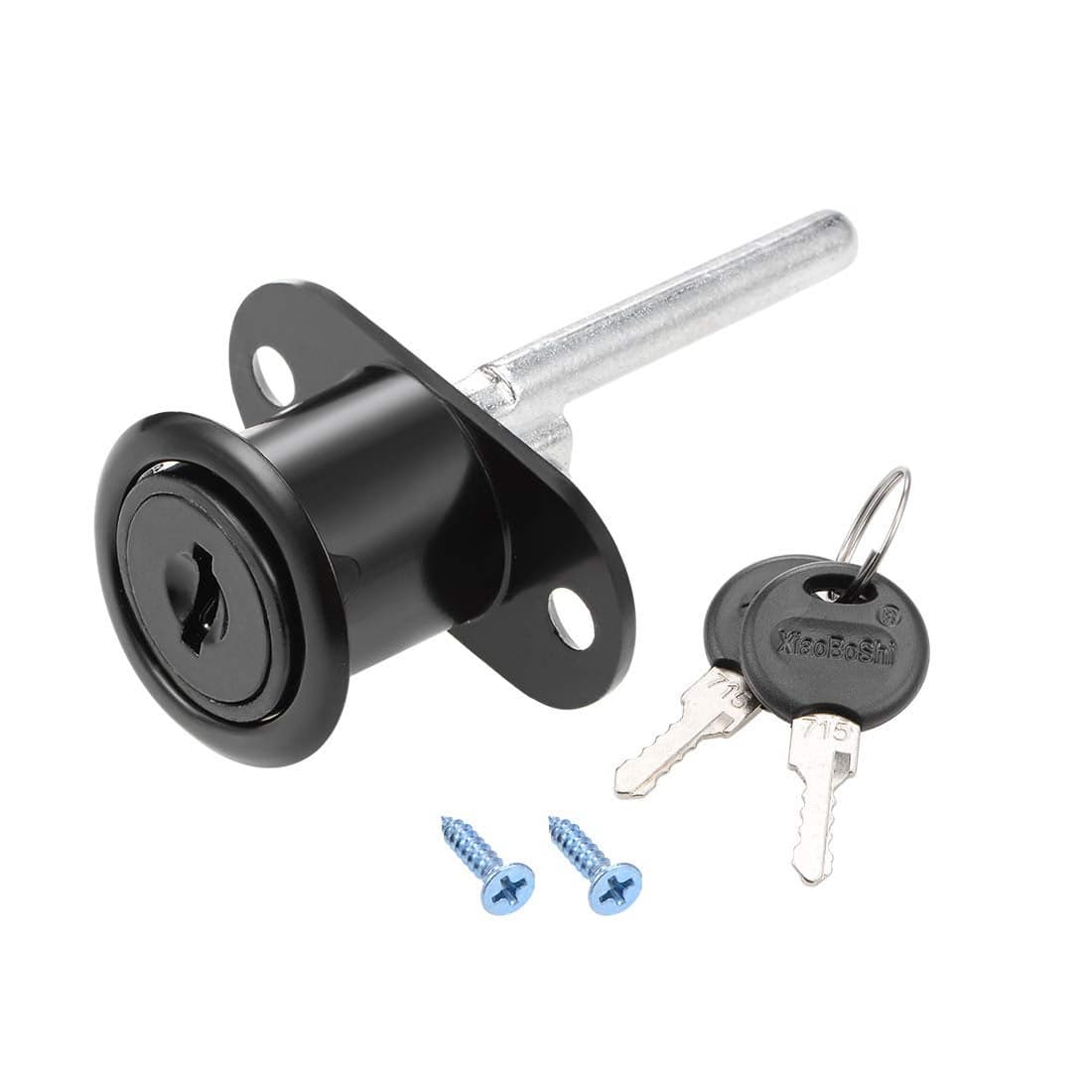 uxcell Drawer Desk Wardrobe Cabinet Plunger Lock 34 Cylinder Diameter 1316 Cylinder Length Zinc Alloy Black Surface Keyed Different
