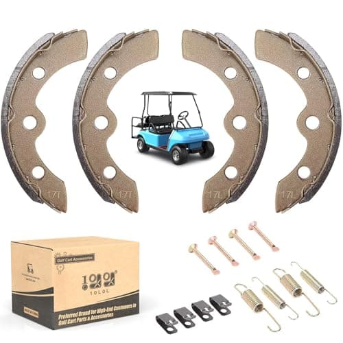 10L0L Golf Cart Brake Shoes/Pads Brake Spring Kit for Club Car DS & Precedent 1995 Up, Tempo 2018 Up, EZGO TXT Medalist 1986.5-1995, Yamaha G1 G2 G8 G9, OEM 101823201, 101816301 (2 Short & 2 Long)