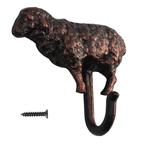 ICObuty Coat Hook Hat Hook Vintage Wrought Iron Wall Mounted Screws Included Wall Hook (Sheep)