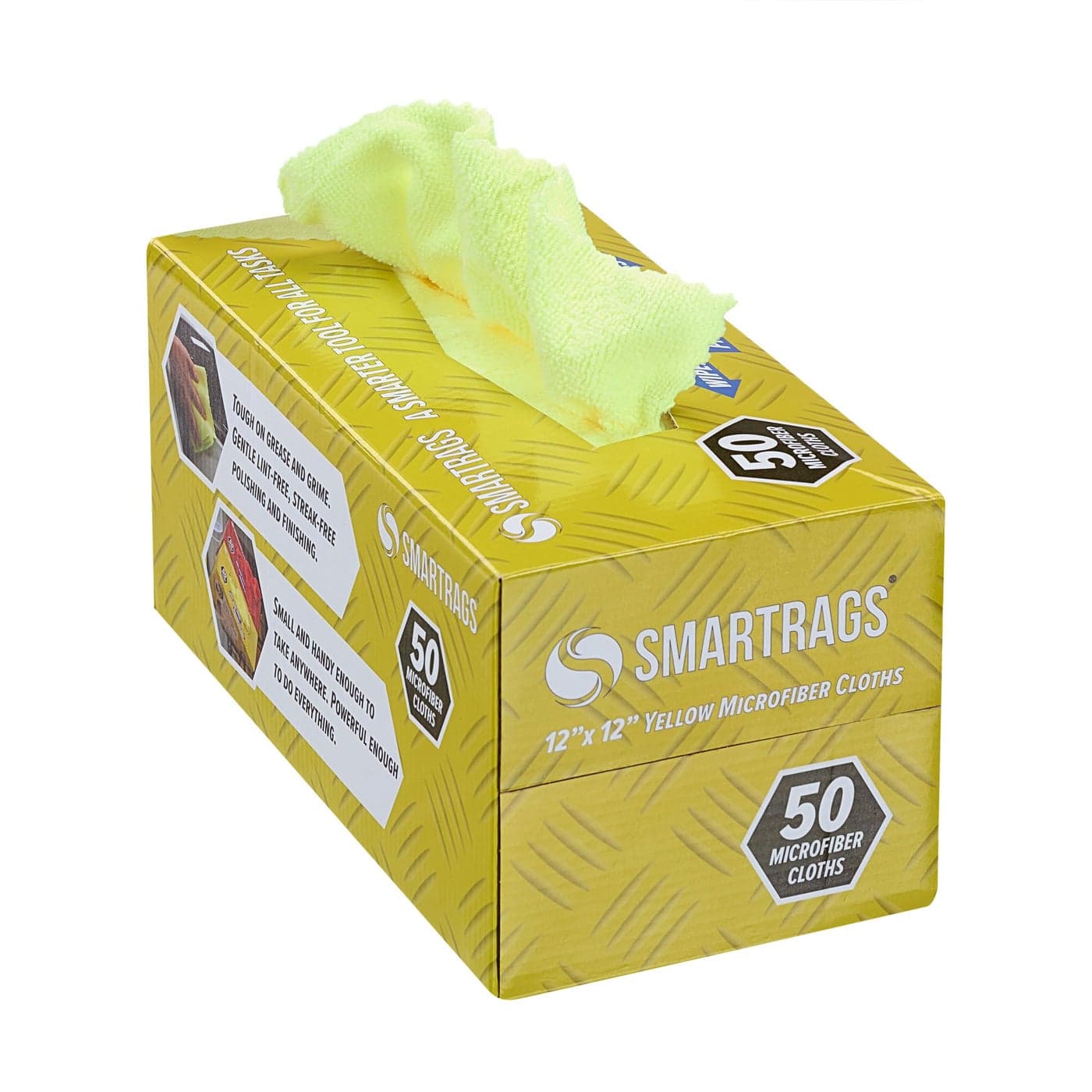 Arkwright Smart Rags in Box Pack of 50 Lint Free Microfiber Cleaning Cloth Scratch StreakFree Dispensable Wash Towels for Cars Window Glass and Auto Shop 12 x 12 in Yellow