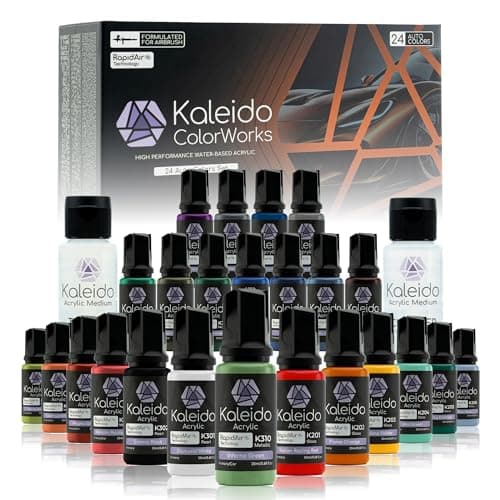 Gaahleri Kaleido Auto 24-Color Set – Water-Based Acrylic Airbrush Paint Kit for Car Models, Gundam,Mecha,Pre-Thinned, High Gloss, Fast-Drying, with Thinner & Cleaner
