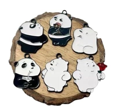 9Carat Panda Enamel Milk and Bear Charms For KeyChains Bracelet And Jewellery Pack Of 10