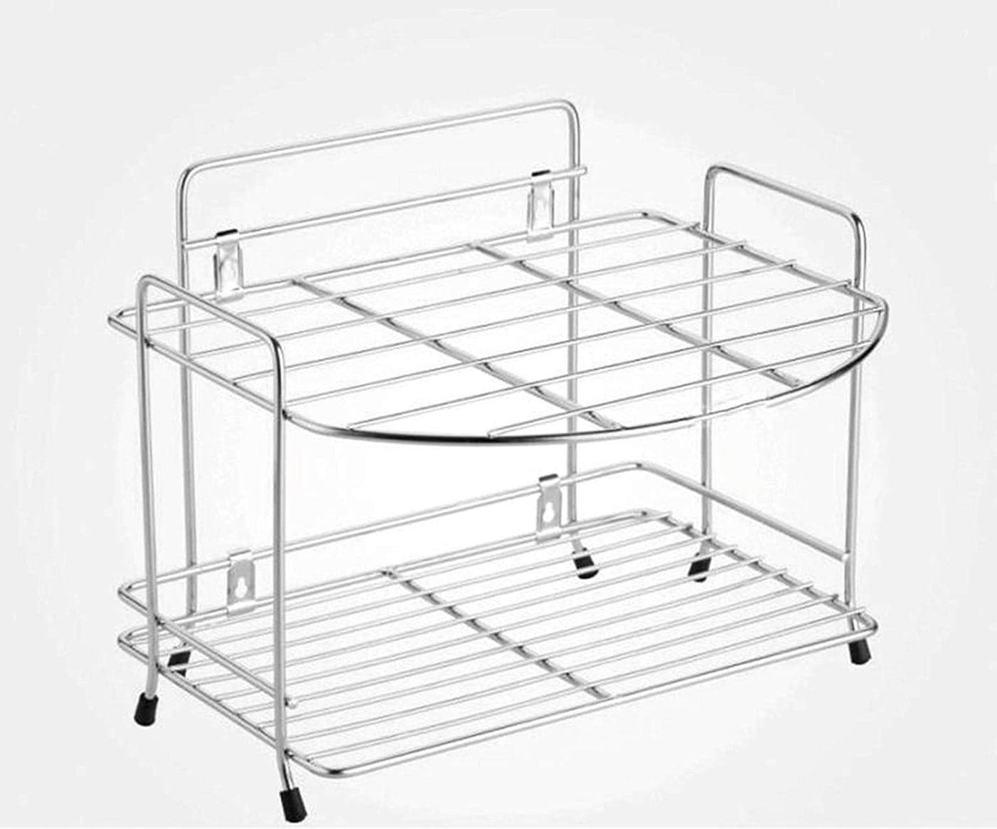 ONTRIP Stainless Steel 2 Layer Wall Mount Filter Stand Multipurpose Rack Kitchen Dish Storage Rack Stand Rack with Glass Rack Holder Utensil Kitchen Rack 1 pcs