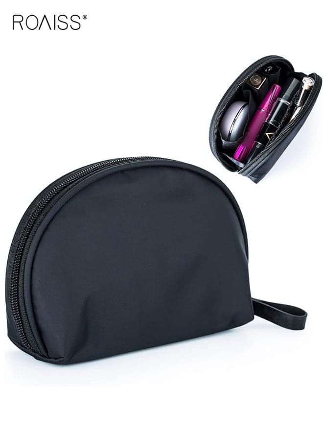 Ladies Lightweight and Compact Cosmetic Bag Shell Zipper Multifunctional Lipstick Storage Bag Portable Makeup Bag Coin Purse Waterproof Cosmetic Storage Bag Black