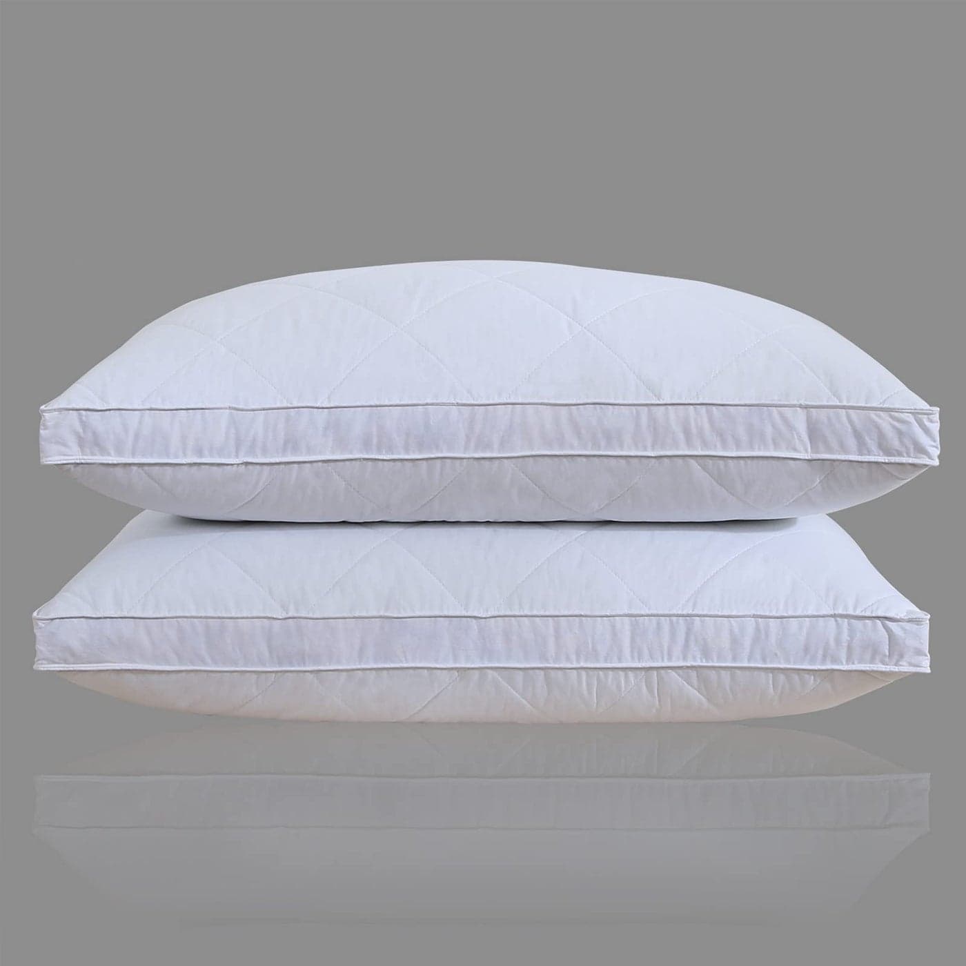 Three Geese Pack of 2 White Goose Feather Polyester Bed Pillows QueenStandard Size Soft 600 Thread Count 100 Cotton Medium FirmSoft Support Surround Fill PolyesterWhite Solid