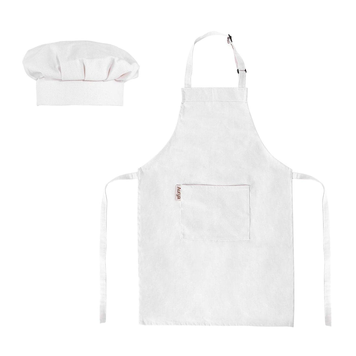Kids Apron and Chef Hat SetAdjustable Child Apron for Boys and Girls for Cooking Baking Offwhite