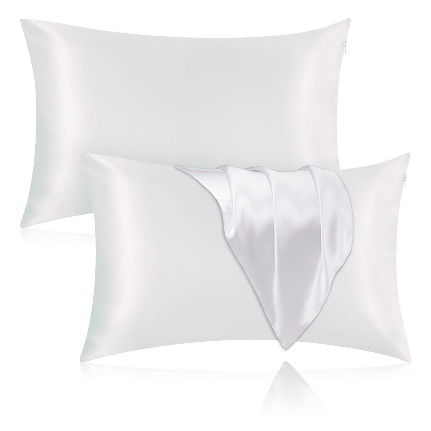 Veaken Silk Pillowcase for Hair and Skin 2 Pack 100 Mulberry Silk Pillowcase 25 Momme 600 Thread Count Both Side Pure Silk Pillow Cover with Hidden Zipper White King 2036