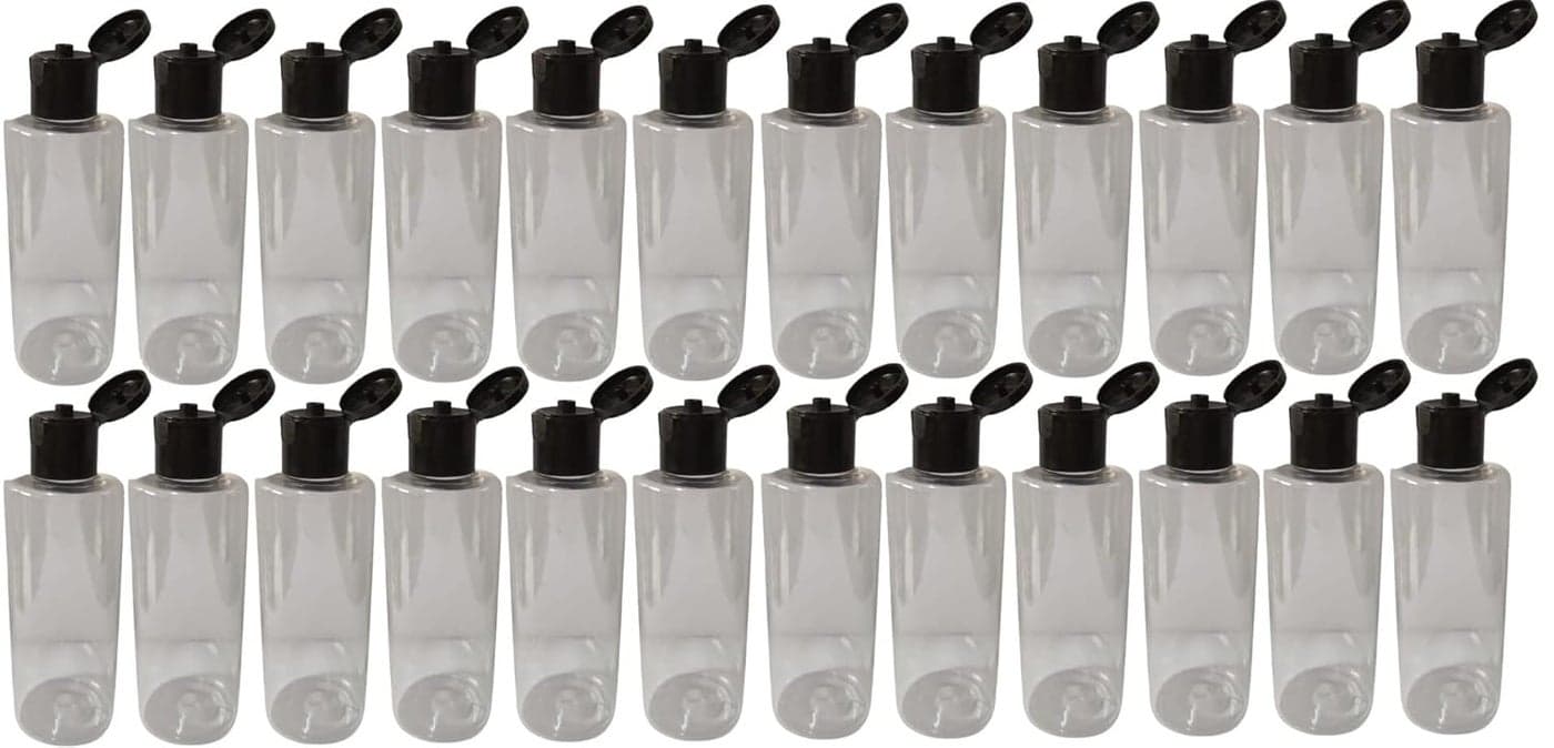 MC PIPWALA 100 ML Empty PET CLEAR CYLINDER BLACK FLIPTOP Plastic Bottles Size Cosmetic Travelling Containers Small Leak Proof Squeeze Bottles Pack of 24