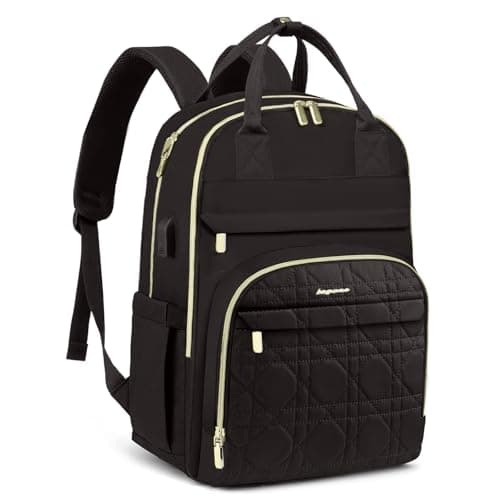 Laptop Backpack for Women Work Bag - 15.6 inch Travel Backpack Purse with USB Charger College Bookbag Waterproof Cute Casual Daypack Fashion Business Computer Backpacks for Teacher Nurse Black