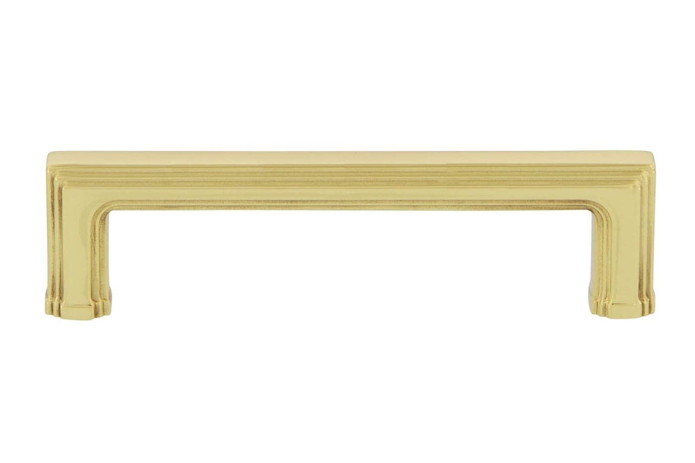 Nostalgic Warehouse Carre' Handle Pull 4" On Center in Unlacquered Brass