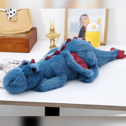 Leahaoe Weighted Stuffed Animals 275 2Lbs Soft and Sturdy Weighted Dragon Plush for Kids and Adults Small Blue Dragon Stuffed Animal