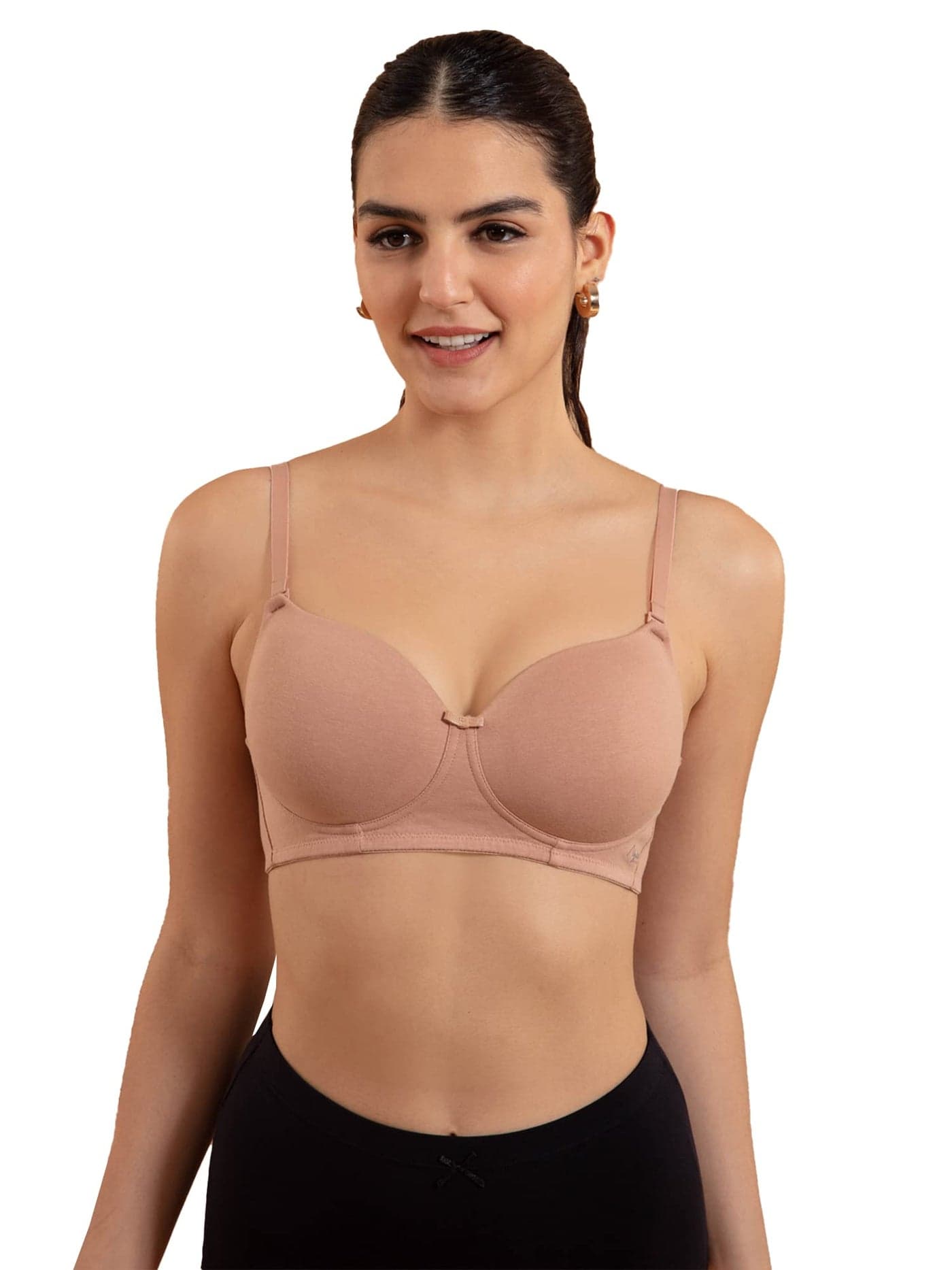 NYKD (NYB198 Cotton Lightly Padded & Non Wired T-Shirt Bra for Women | Medium Coverage Bra with Soft Detachable Straps | Ideal for All Day Comfort - Nude