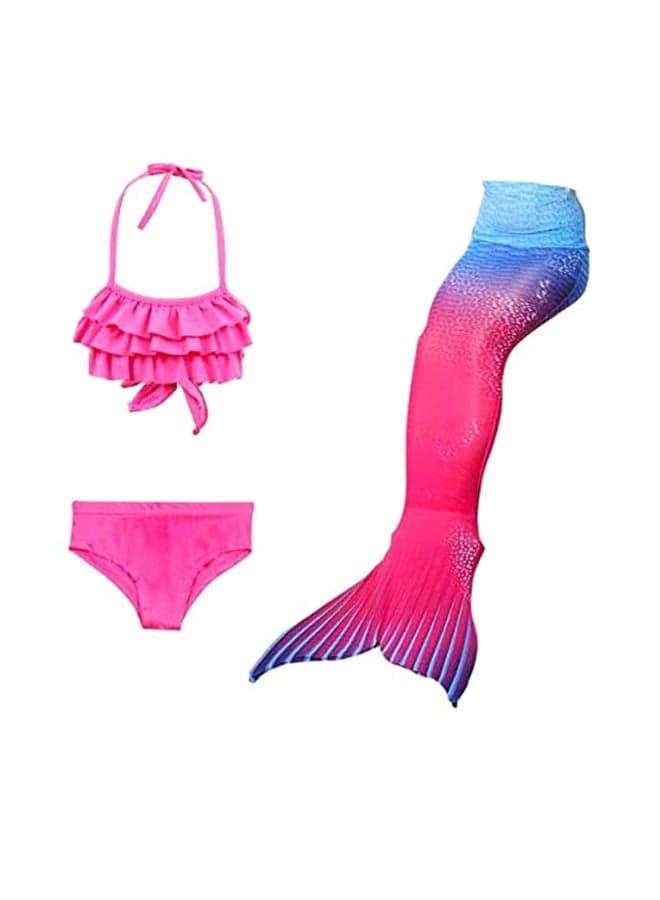 3-Piece Mermaid Swimming Suit With Bikini Set 120cm