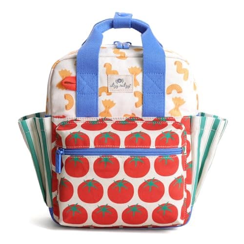 Itzy Ritzy Toddler Backpack Daycare Bag Features Adjustable Shoulder Straps 2 Side Pockets Spacious Interior with Wipeable Fabric Lining Name Label Pasta
