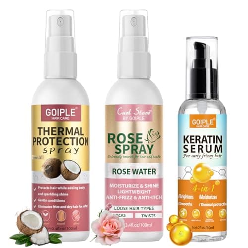 Coconut Heat Protectant Spray Keratin Protein Hair Serum Anti Frizz Control Repair Rose Water Moisturize AntiFrizz Smooth Products 3PCS