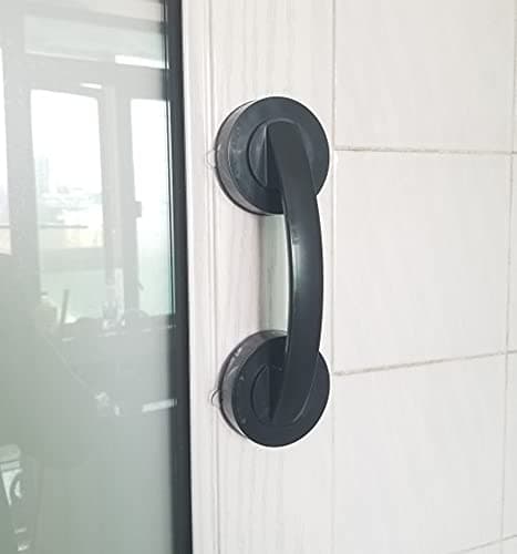WANLIANPowerful Suction Cup Glass Mirror Door Handle Refrigerator Drawer Bathroom Suction Cup wall handrail Bathtub Shower Handle Kitchen Drawer Cabinet Handle Black Large