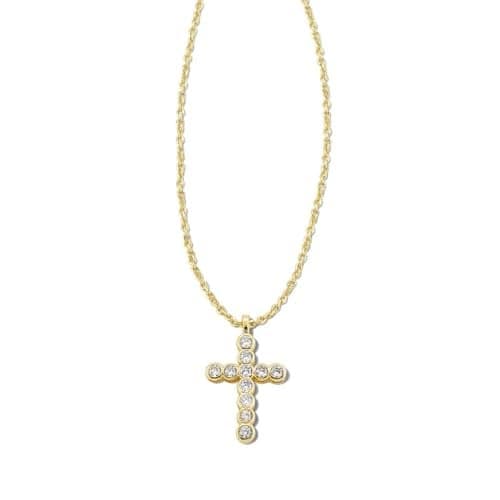 Kendra Scott Cross Crystal Pendant Necklace, 14k Gold Plated Brass, Crystal, Fashion Jewelry for Women