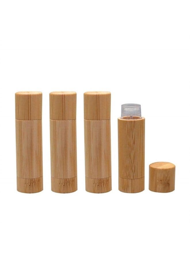Natural Bamboo Lip Balm Tubes,5.5g Empty Refillable DIY Lipstick Tube Holder Deodorant Case For Cosmetic Lipstick Lip Gloss Containers with Clear PP Plastic Inner,BPA Free-Pack of 4