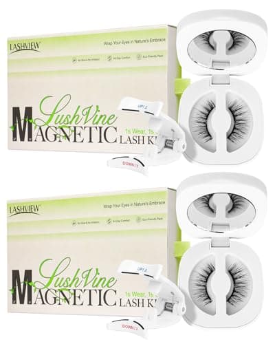 LASHVIEW Magnetic Eyelashes Natural Look Reusable Soft Magnetic Lashes Kit with Applicator No Glue Needed Windproof Waterproof for AllDay Comfort 2 Packs L01