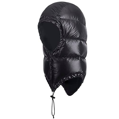 Tapasimme Winter Warm Down Cap Ultralight Windproof Sleeping Bag Outdoor Camping Waterproof Down Hood Hat with Compression Storage Bag (Dark Black)