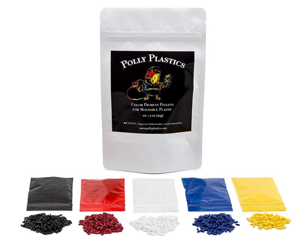 Polly Plastics Color Pellets for Moldable Plastic Blue Red Yellow Black White Color Chart Included