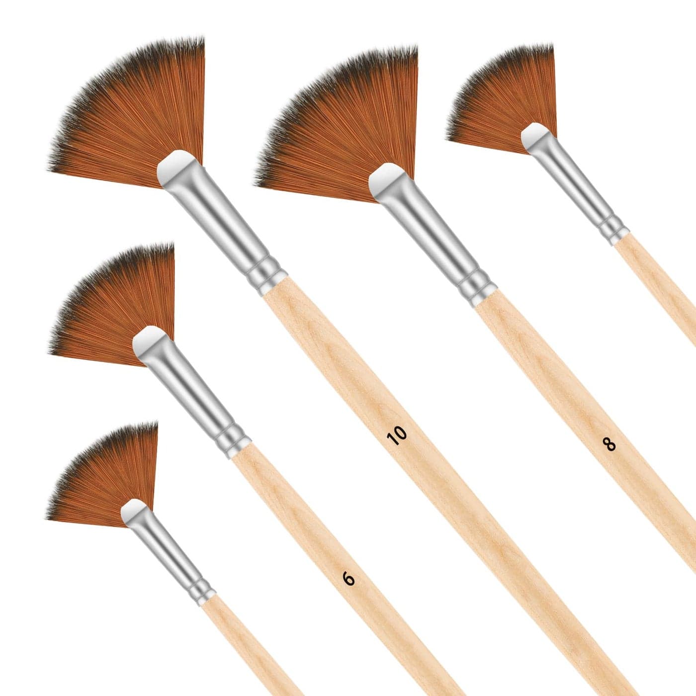 Dimeho Fan Brush for Painting 5 Pcs Artist Fan Paint Brushes Professional AntiShedding Nylon Hair Painting Brush with Long Wood Handle Drawing Supplies for Watercolor Oil Acrylic Painting
