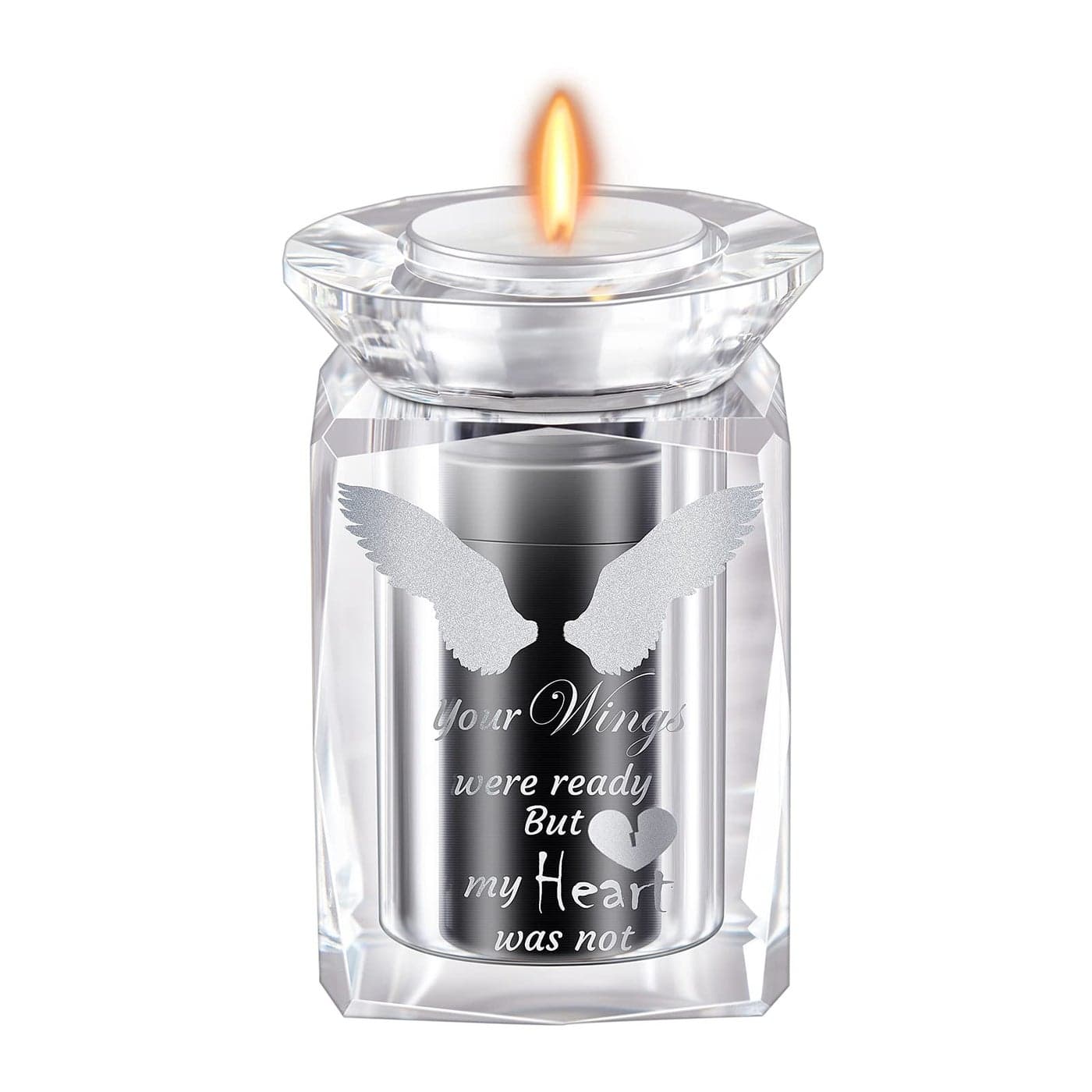 IFOLAINA Small Urn Angel Wings Miniature Urns Crystal Ashes Mom Cremation Keepsake Holder for Ashes Dad Adult Male Human Pet Dog Remember Your Love One Lost