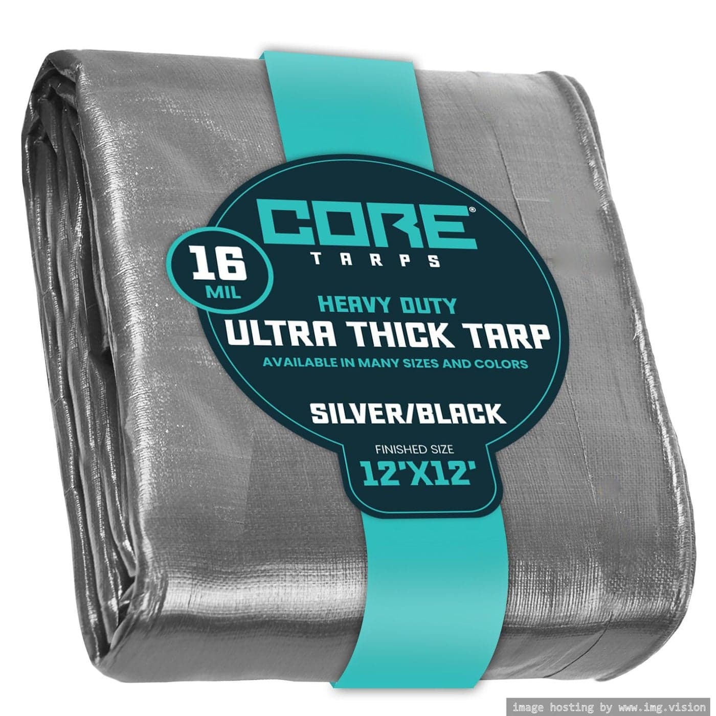 Core Tarps Extra Heavy Duty 16 Mil Tarp Cover Waterproof UV Resistant Rip and Tear Proof Poly Tarpaulin with Reinforced Edges for Roof Camping Patio Pool Boat SilverBlack 12 X 12