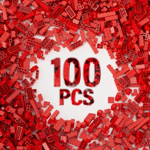100 Piece Classic Building Blocks Compatible with Lego Red Bricks in Bulk