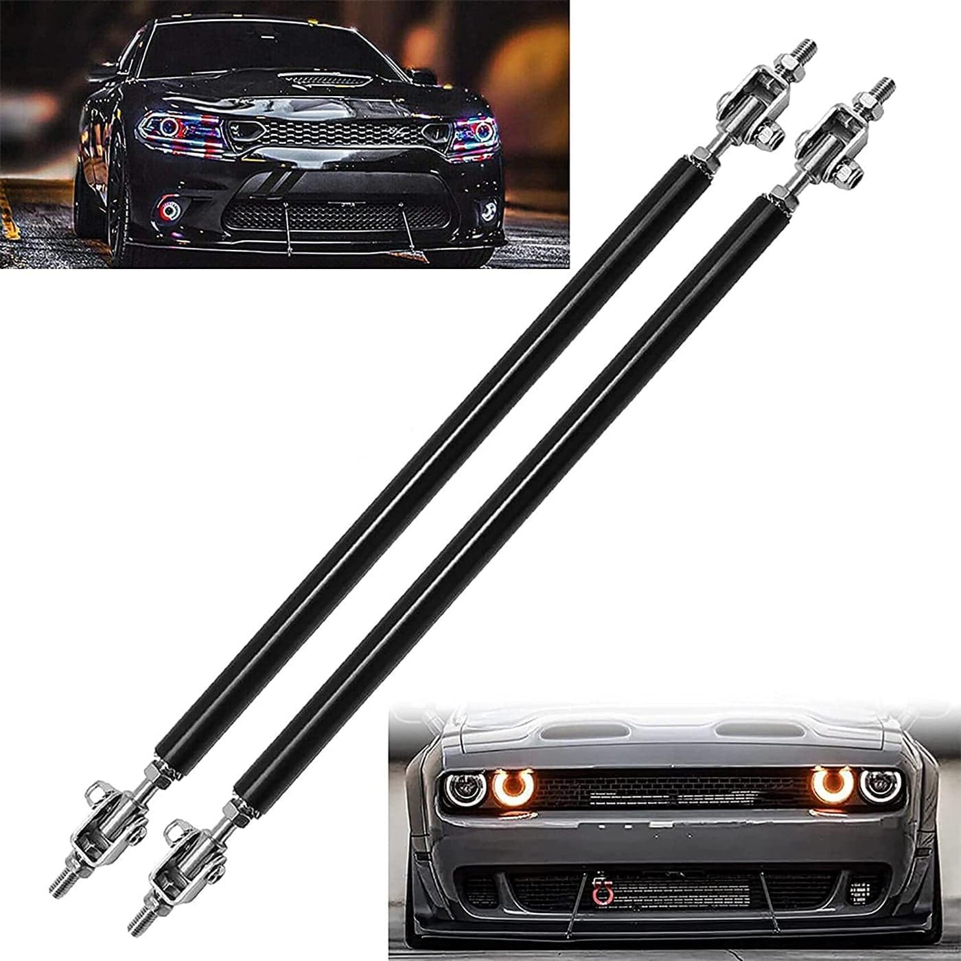 SZKAIDAG Universal 811 Splitter Strut Rods Adjustable Black Front Lip Support Rods Front Bumper Strut Rods 2PCS