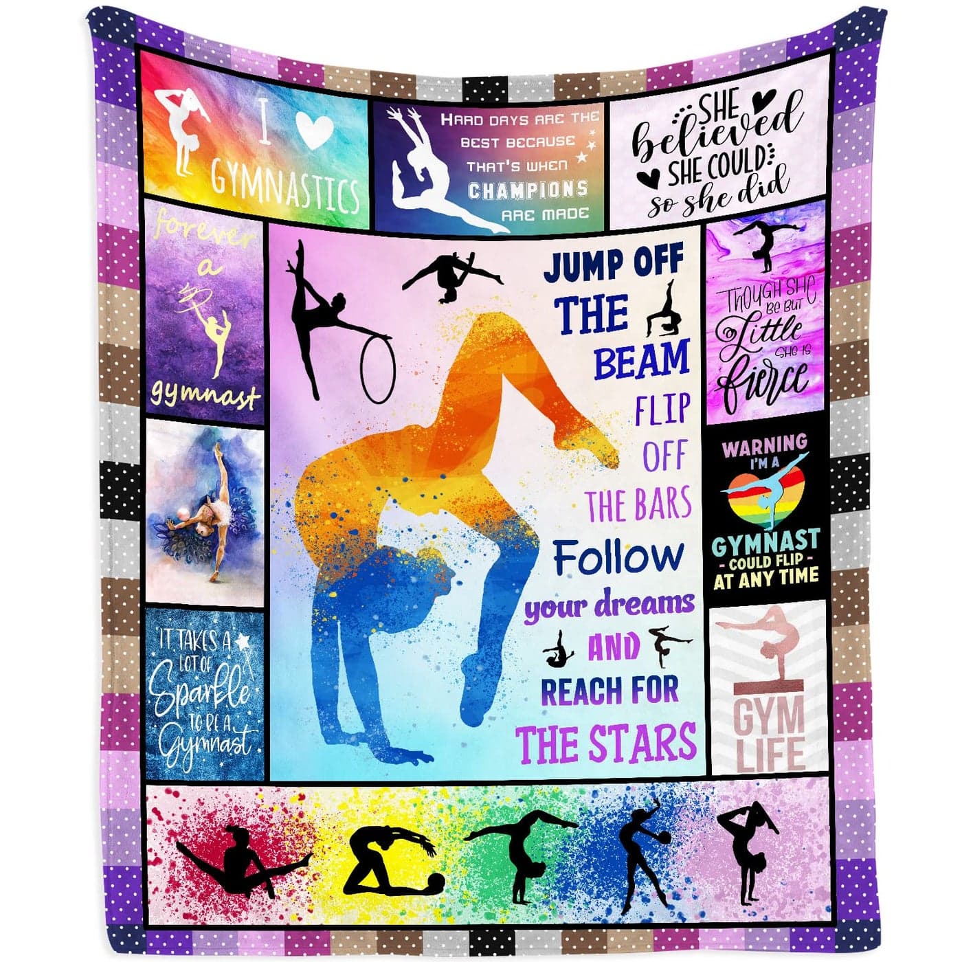 Mubpean Gymnast Loves Gymnastics Kids Blanket Birthday Gift 50x40 for Girls Lightweight Soft Warm Cozy Fuzzy Throws Blankets for Daughter Granddaughter Friends for Bedroom Sofa Couch Home Decor
