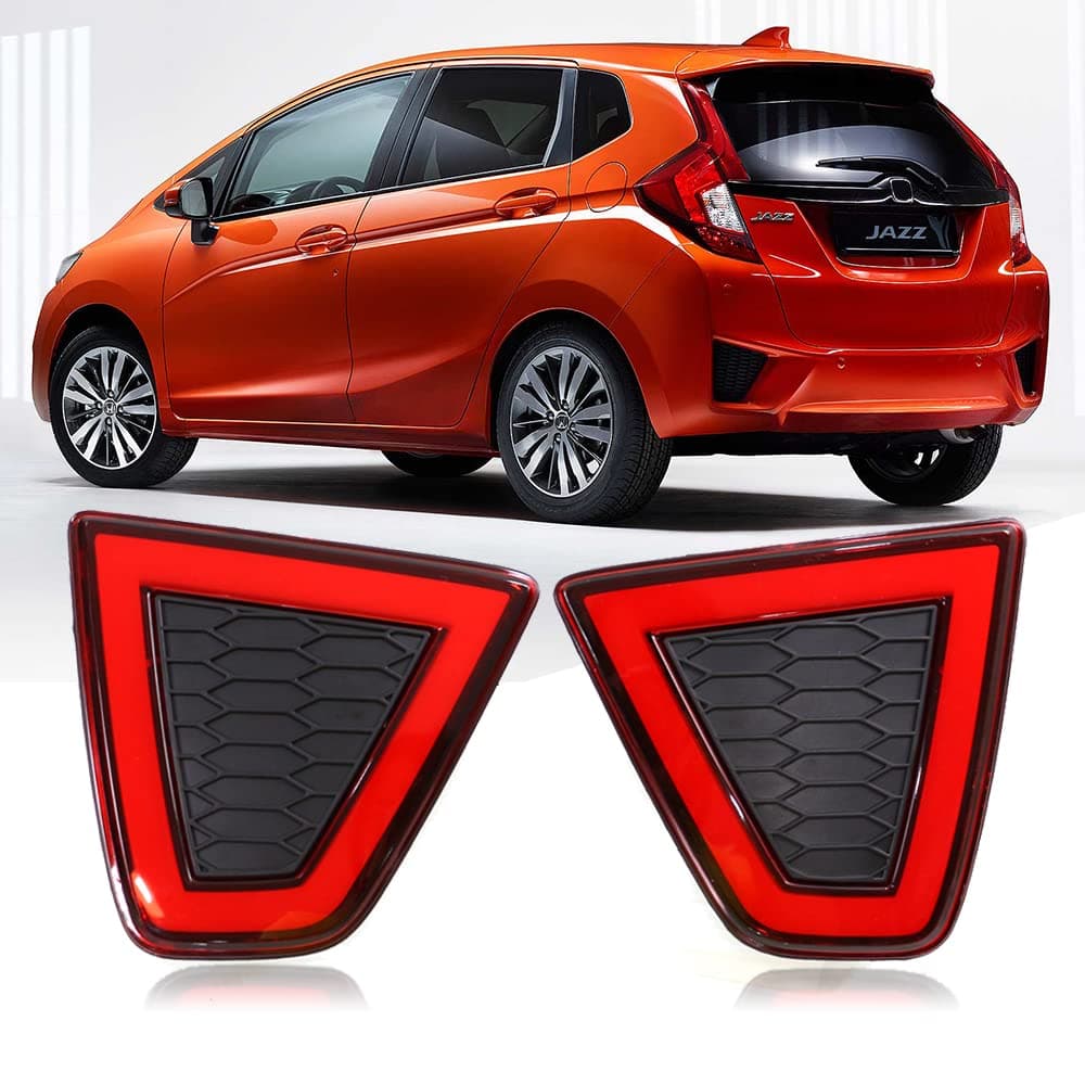 Dreamseek Rear LED Bumper Tail Light for Honda Jazz 2015 2016 2017 3rd GEN Reflector Brake Lamp Red Lens JP TYPE