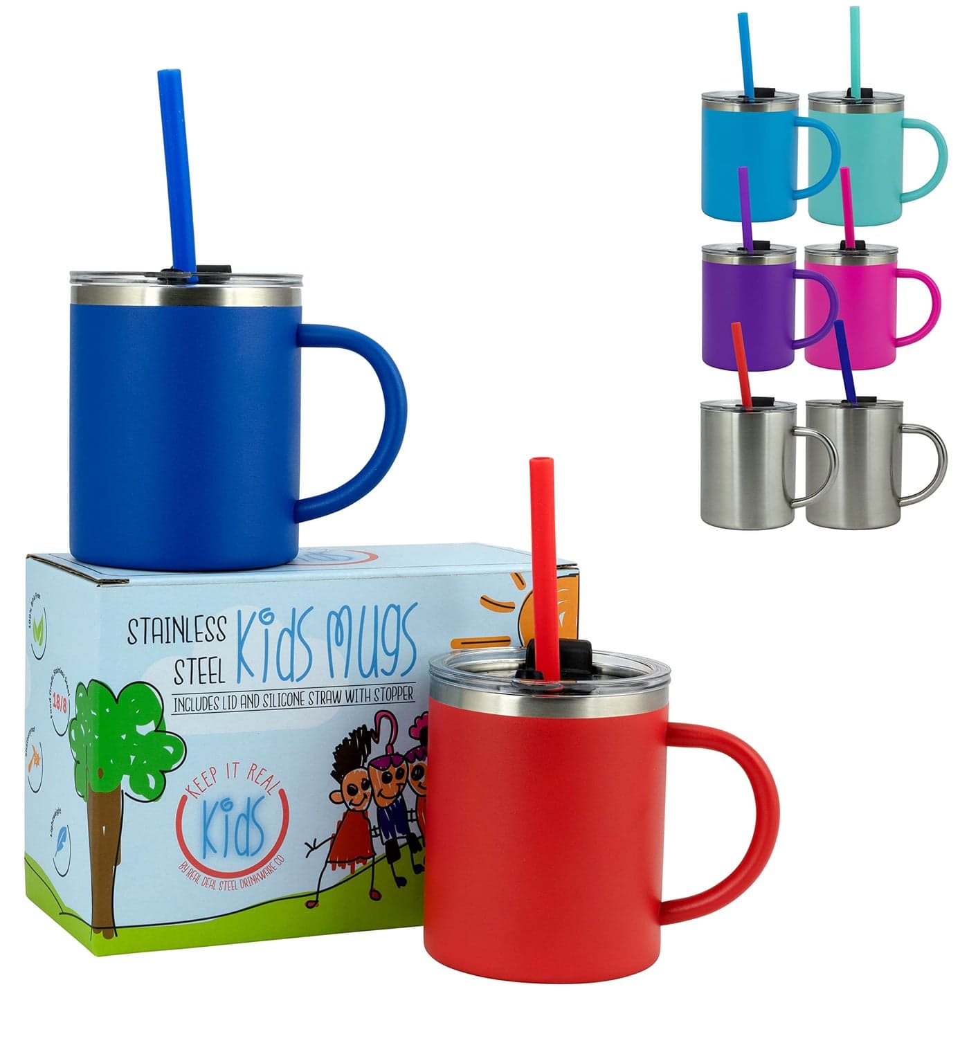 Real Deal Steel Keep it Real Kids Mugs 100 Lead and BPA Free Kids Coffee Mug for Hot Chocolate Set of 2
