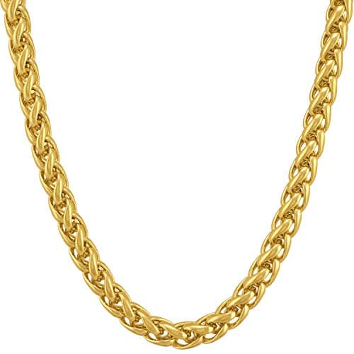 LIFETIME JEWELRY Weave Chain Necklace for Women and Men 24k Real Gold Plated (20 inches, 5mm)