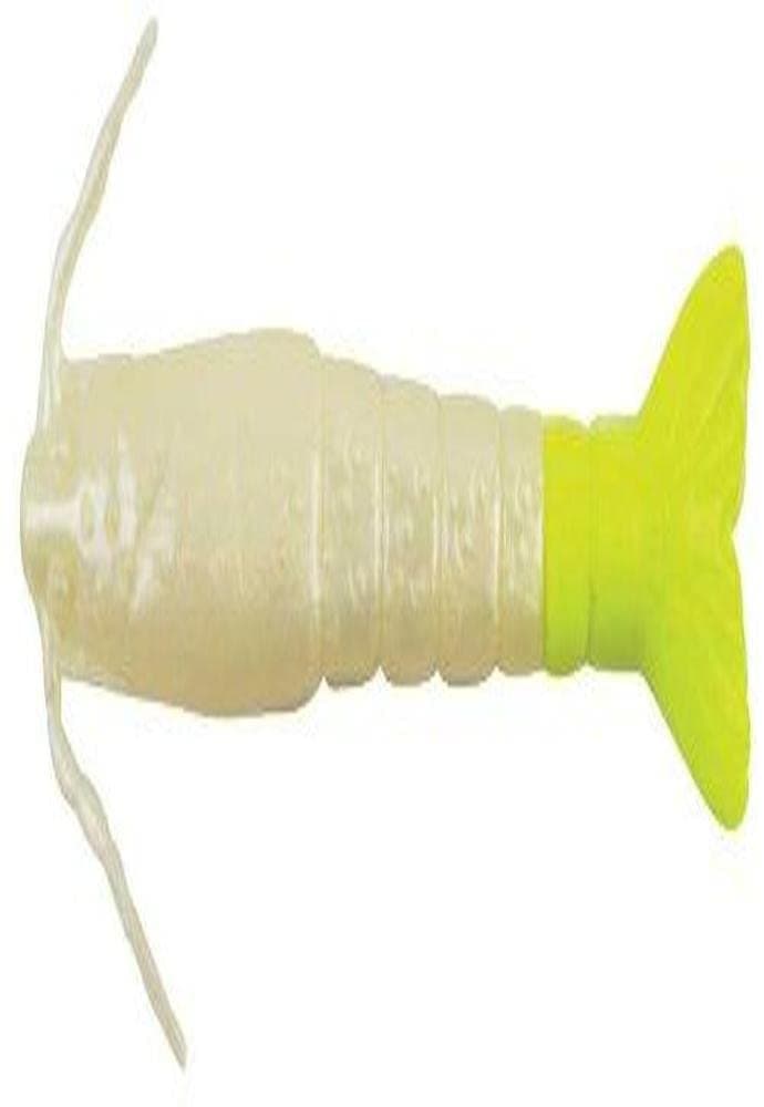 Berkley Gulp! Shrimp Saltwater Fishing Soft Bait, Pearl White/Chartreuse, 3in