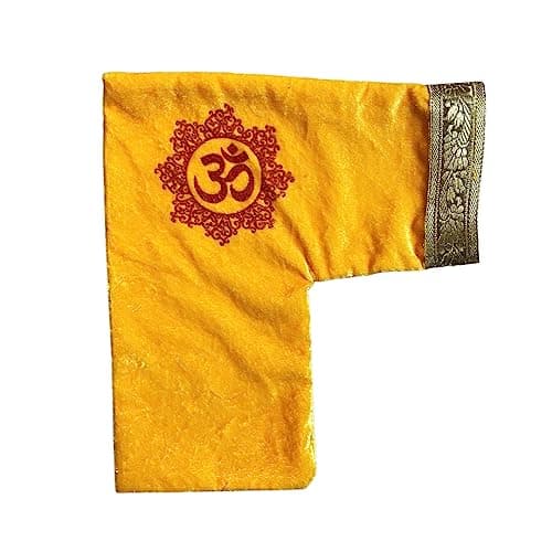 Shoppersduniya Japa Mala Bag with Printed Om Design | Chanting Bead Pouch for Meditation, Prayer, and Puja Use (Pack of 1, Yellow)