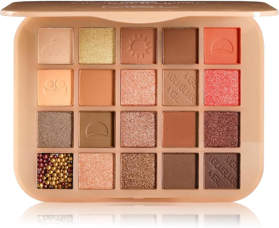 Warm Brown Eyeshadow Palette 20 Colors Smooth Blendable Nude Brown Pink Eye Shadow Makeup Matte Shimmer Waterproof Neutral Gold Champagne Eyeshadow Palette for Natural Looks Travel Friendly
