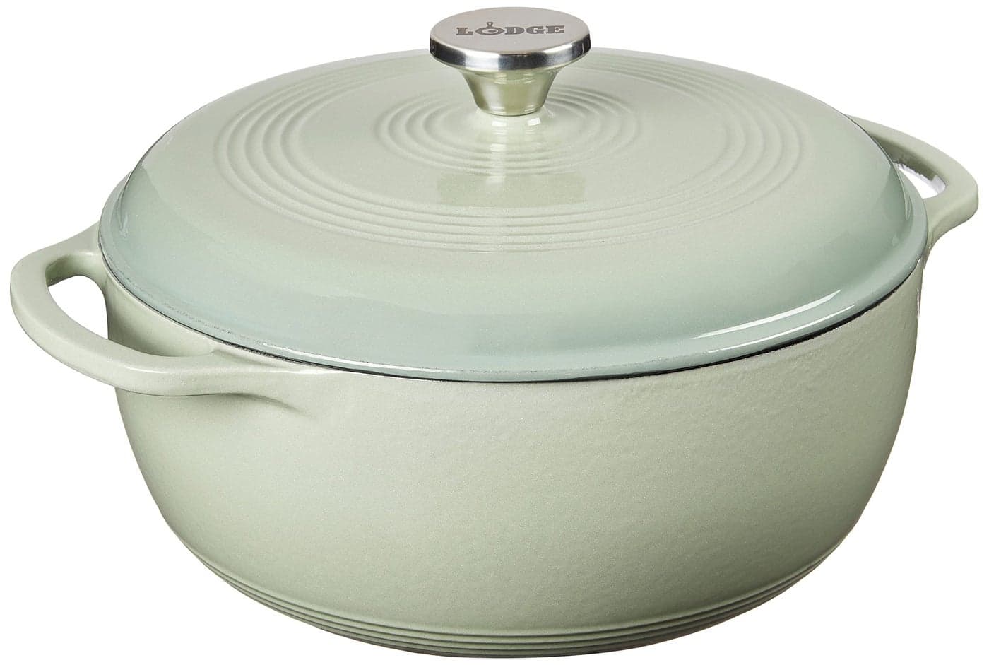 Lodge 6 Quart Enameled Cast Iron Dutch Oven with Lid Dual Handles Oven Safe up to 500 F or on Stovetop Use to Marinate Cook Bake Refrigerate and Serve Desert Sage
