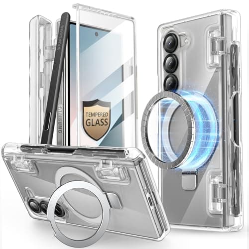 iBlason Cosmo for Samsung Galaxy Z Fold 6 Case with MagSafe Stand S Pen Holder Builtin Tempered Glass Screen Protector Hinge Protection Full Protective Magnetic Case for Z Fold 6 Clear