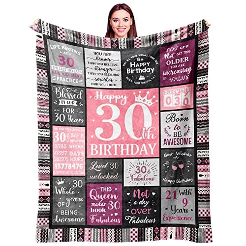 Ivivis 30th Birthday Gifts for Women Happy 30th Birthday Decorations for Her 30 Year Old Bday Gifts for 30 Year Old Women Friend Sister Daughter 1996 Thorw Blanket 60x50